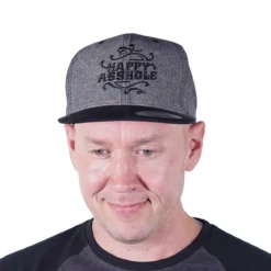 Happy Asshole Flexfit Chambray-Suede snapback - Lippis, black
