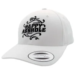 Happy Asshole Flexfit Curved Bandana Tie - Lippis, white