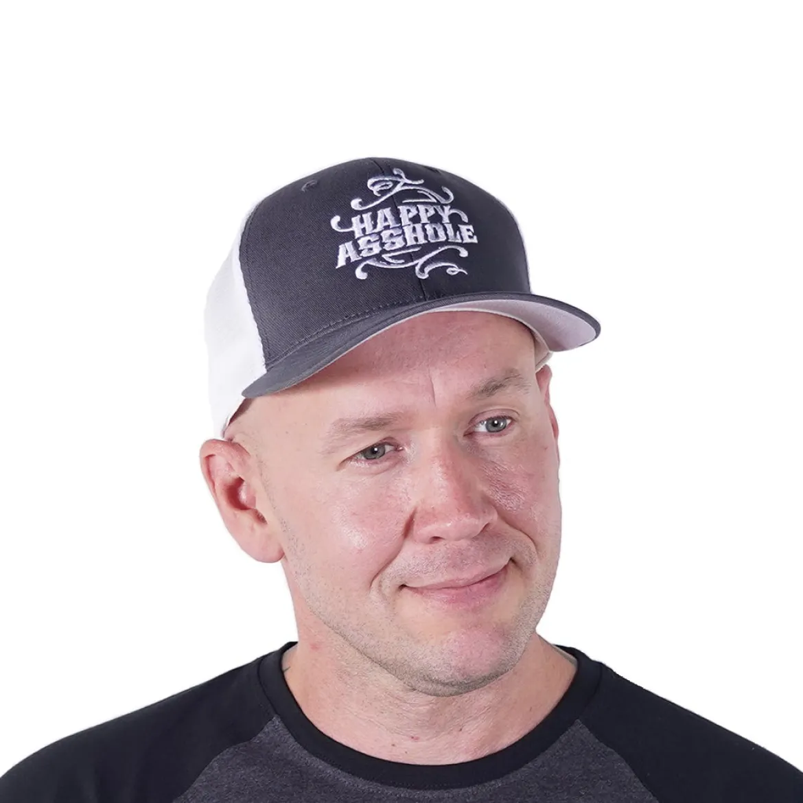 Happy Asshole Flexfit 110 Mesh 2-tone - Lippis, charcoal/white
