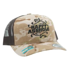 Happy Asshole Flexfit retro trucker multicam - lippis, arid/brown