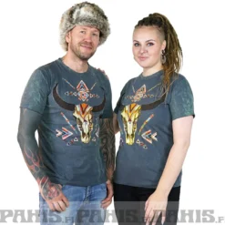 Horned skull - T-paita, harmaa
