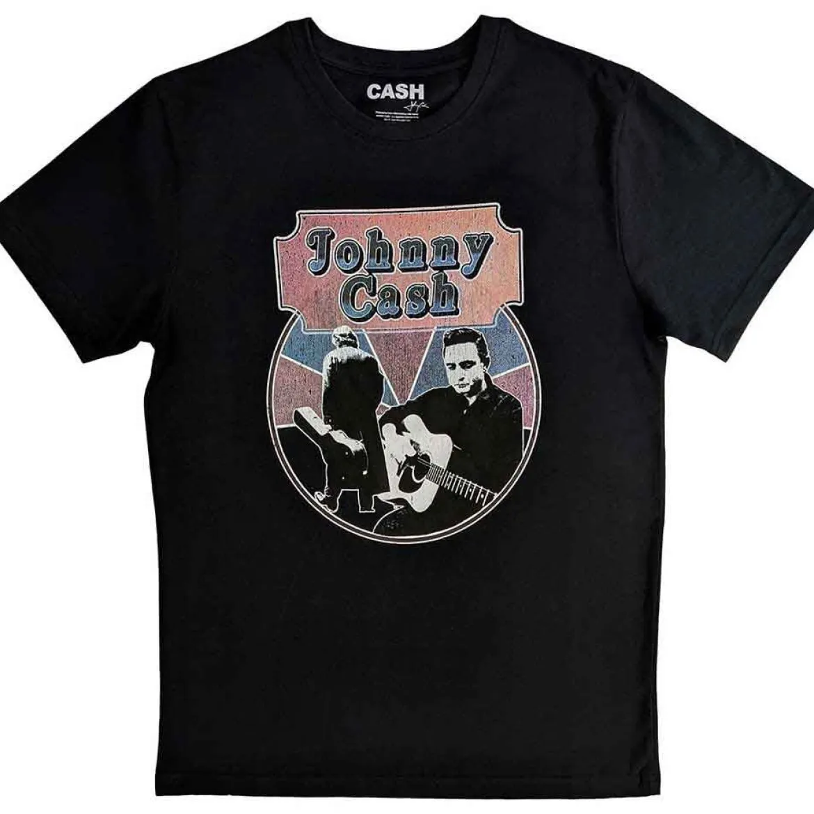 Johnny Cash Walking Guitar & Front On - T-paita