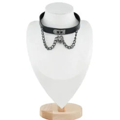 Keinonahka choker - Diamond heart