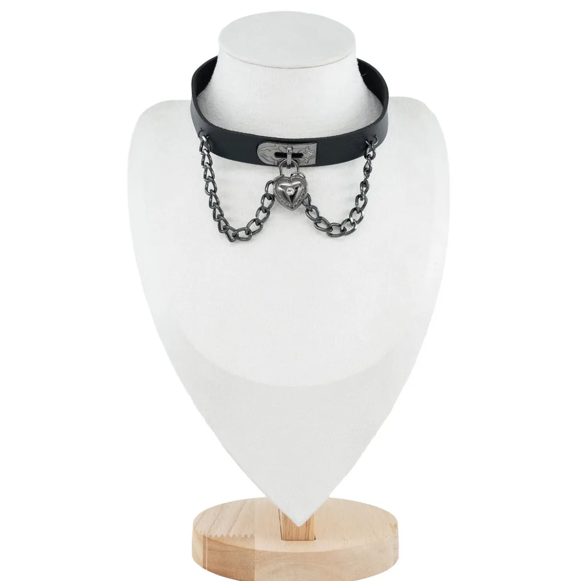 Keinonahka choker - Diamond heart