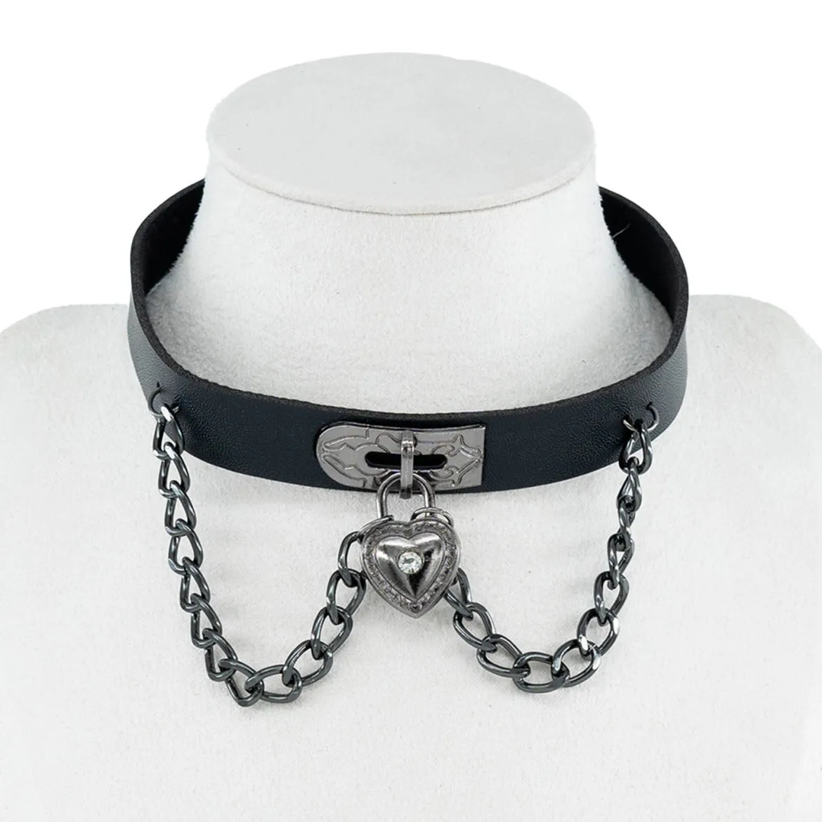 Keinonahka choker - Diamond heart