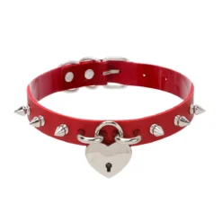 Keinonahka choker - Heart lock