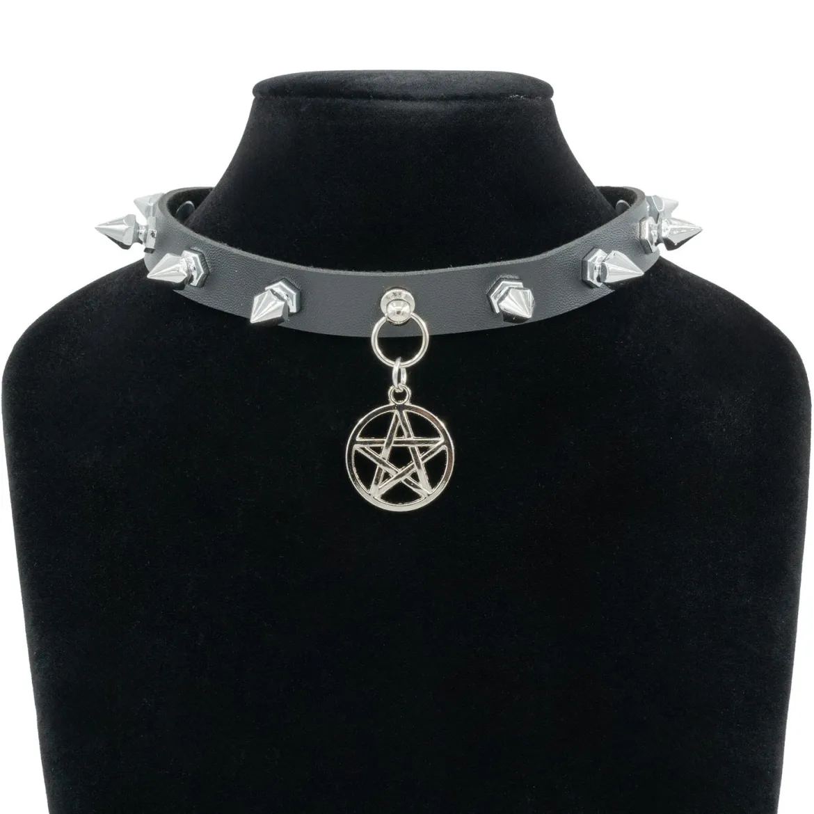 Keinonahka choker - Pentagram