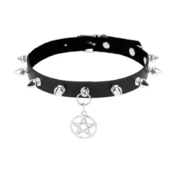 Keinonahka choker - Pentagram