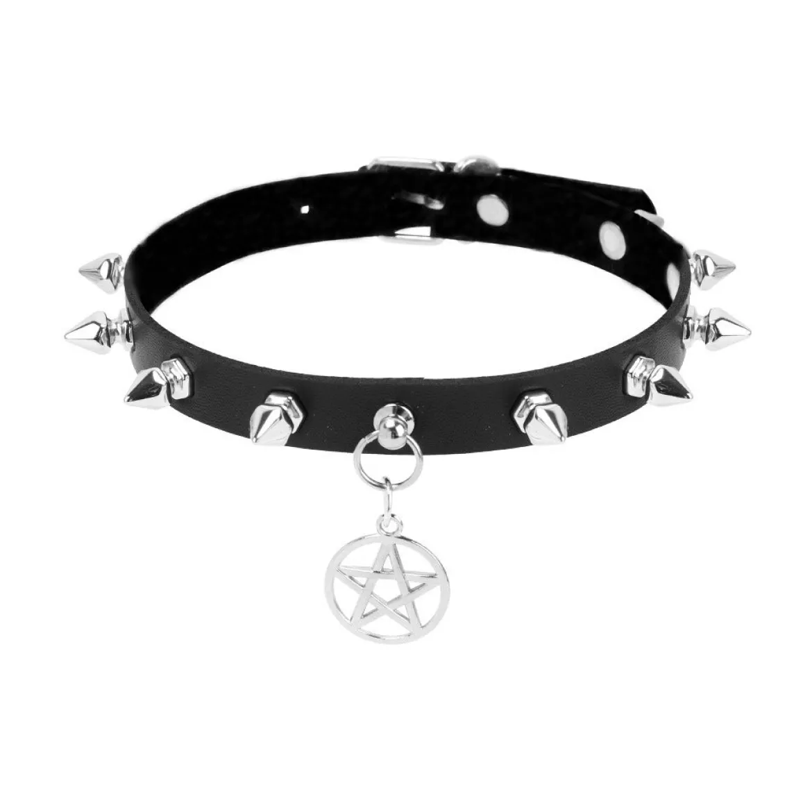 Keinonahka choker - Pentagram