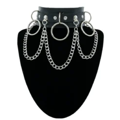 Keinonahka choker - Rings and chains