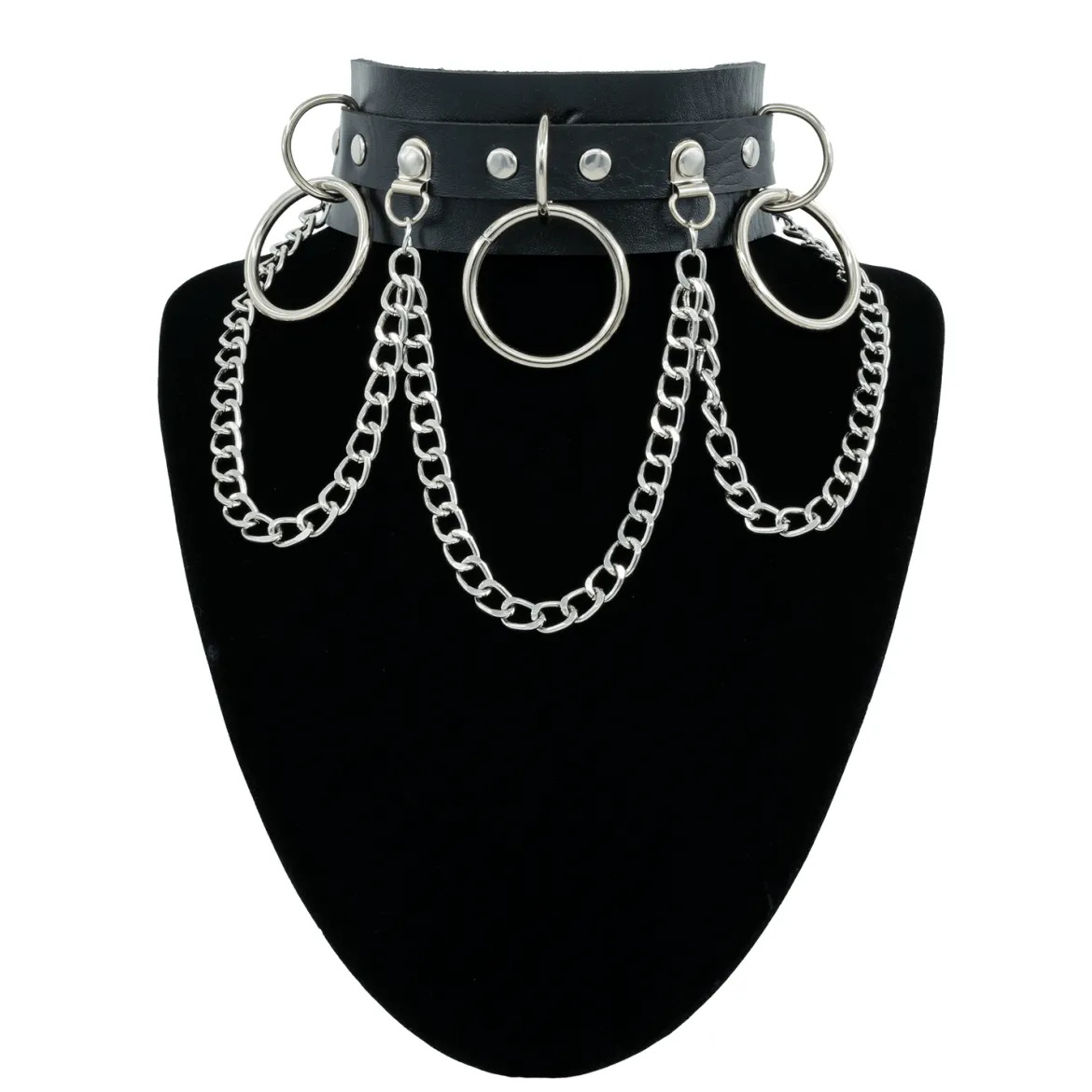 Keinonahka choker - Rings and chains