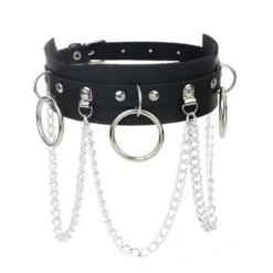 Keinonahka choker - Rings and chains