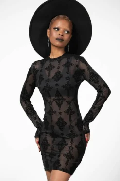 Killstar Alter Mesh - Bodycon Mekko, musta