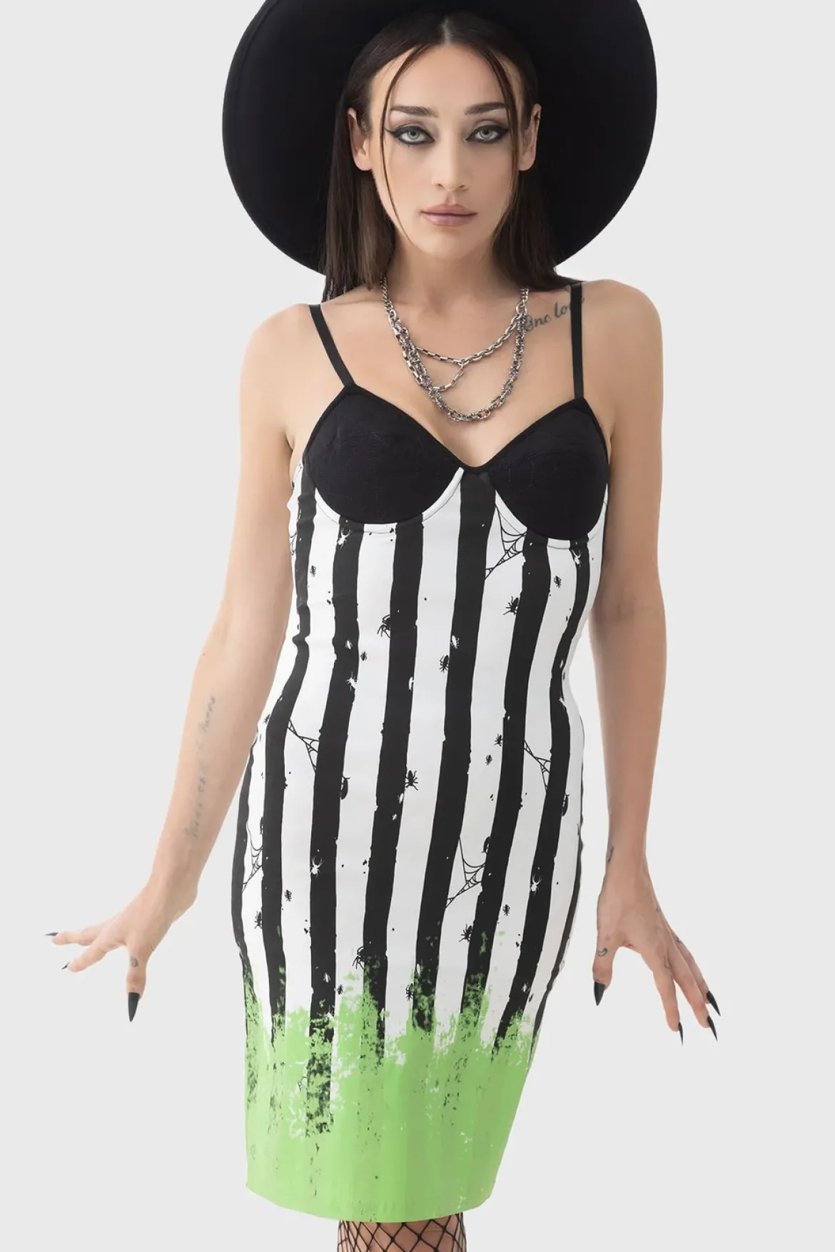Killstar Distressed Stripe Bodycon -Mekko