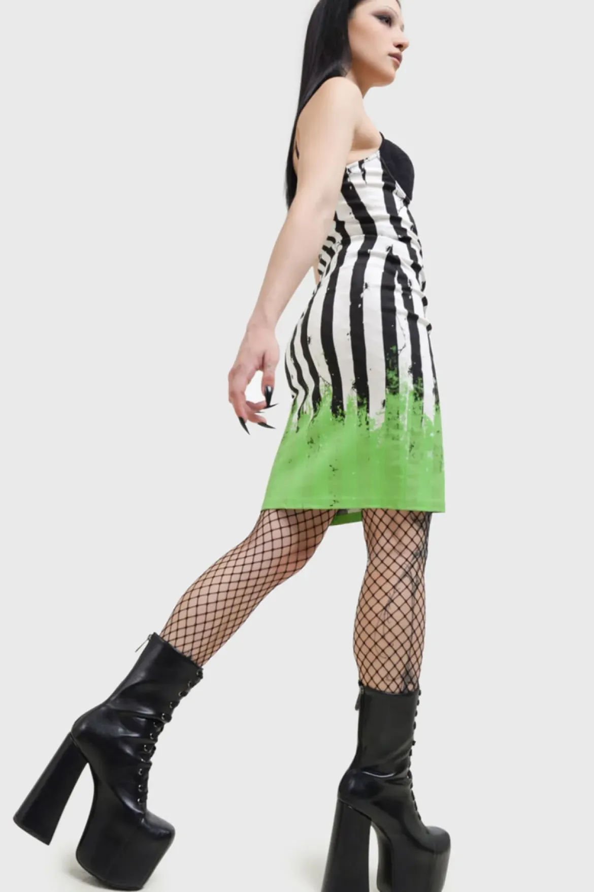 Killstar Distressed Stripe Bodycon -Mekko