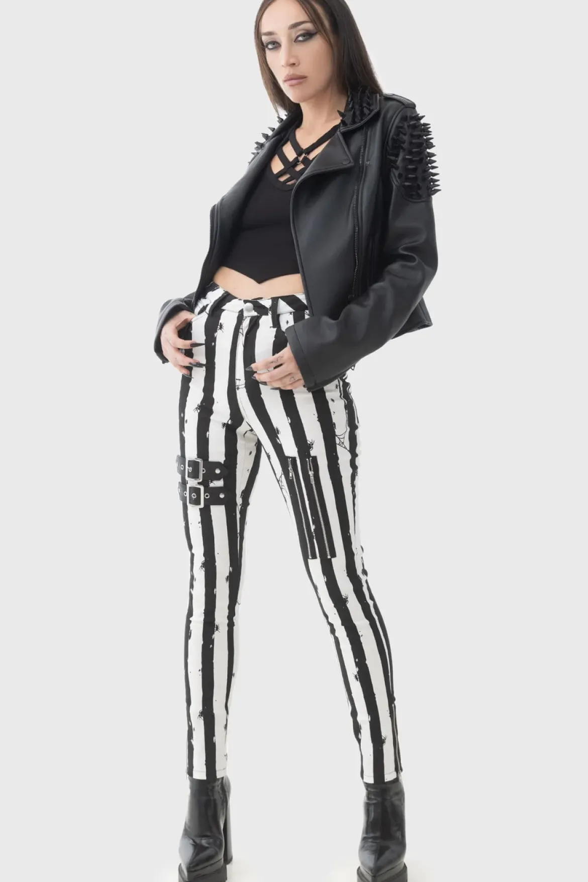 Killstar Distressed Stripe Skinny- Housut