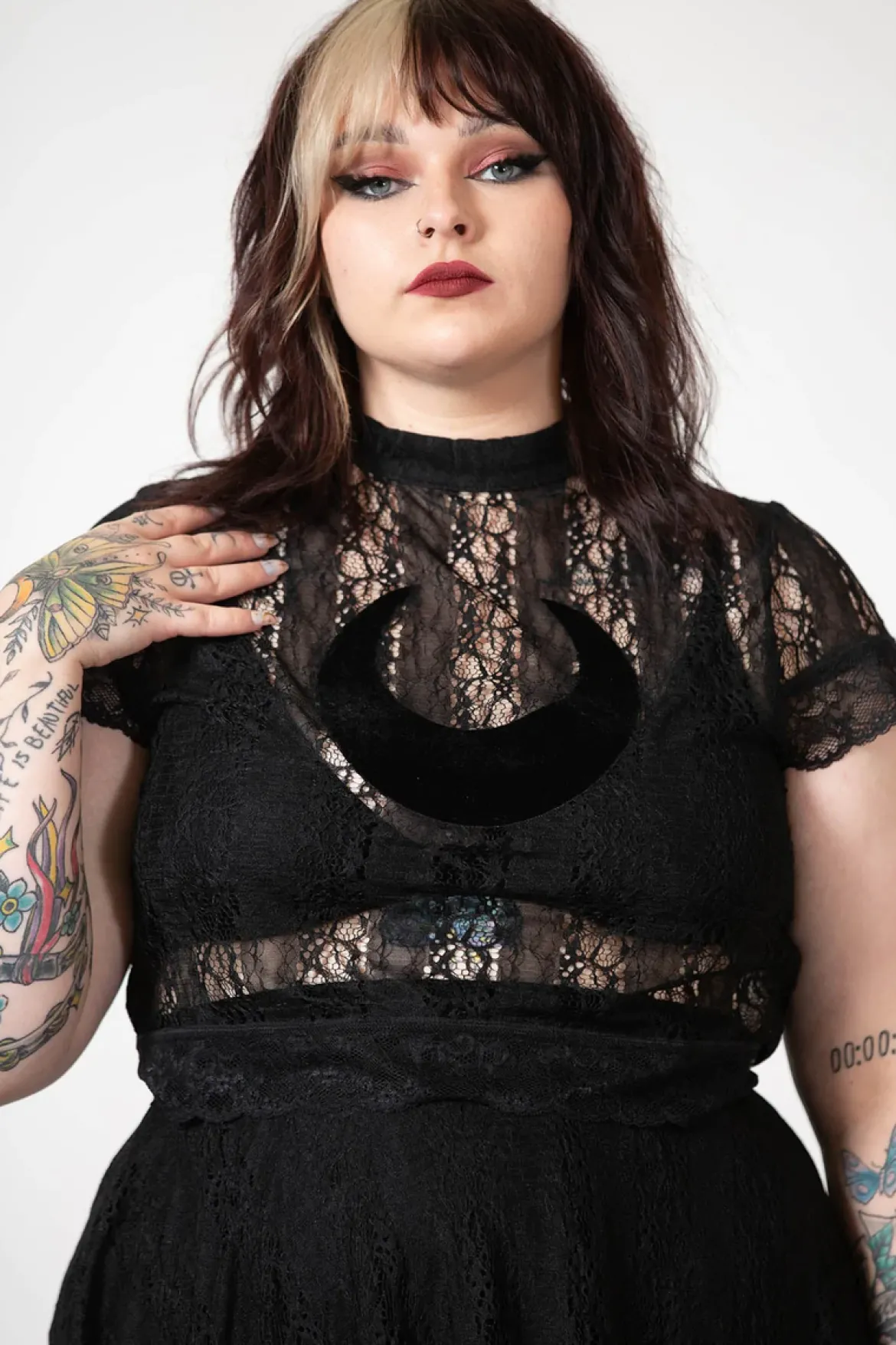Killstar Moon Rays Lace - Crop T-paita
