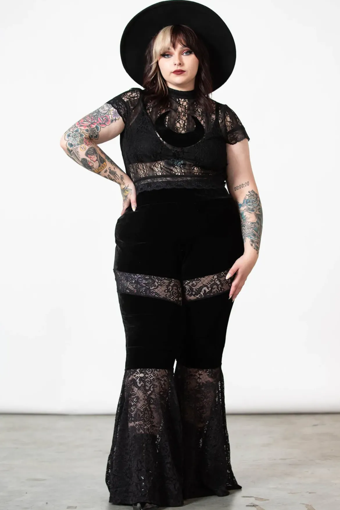 Killstar Moon Rays Lace - Crop T-paita