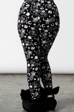 Killstar Purr Off - Leggingsit, mustat