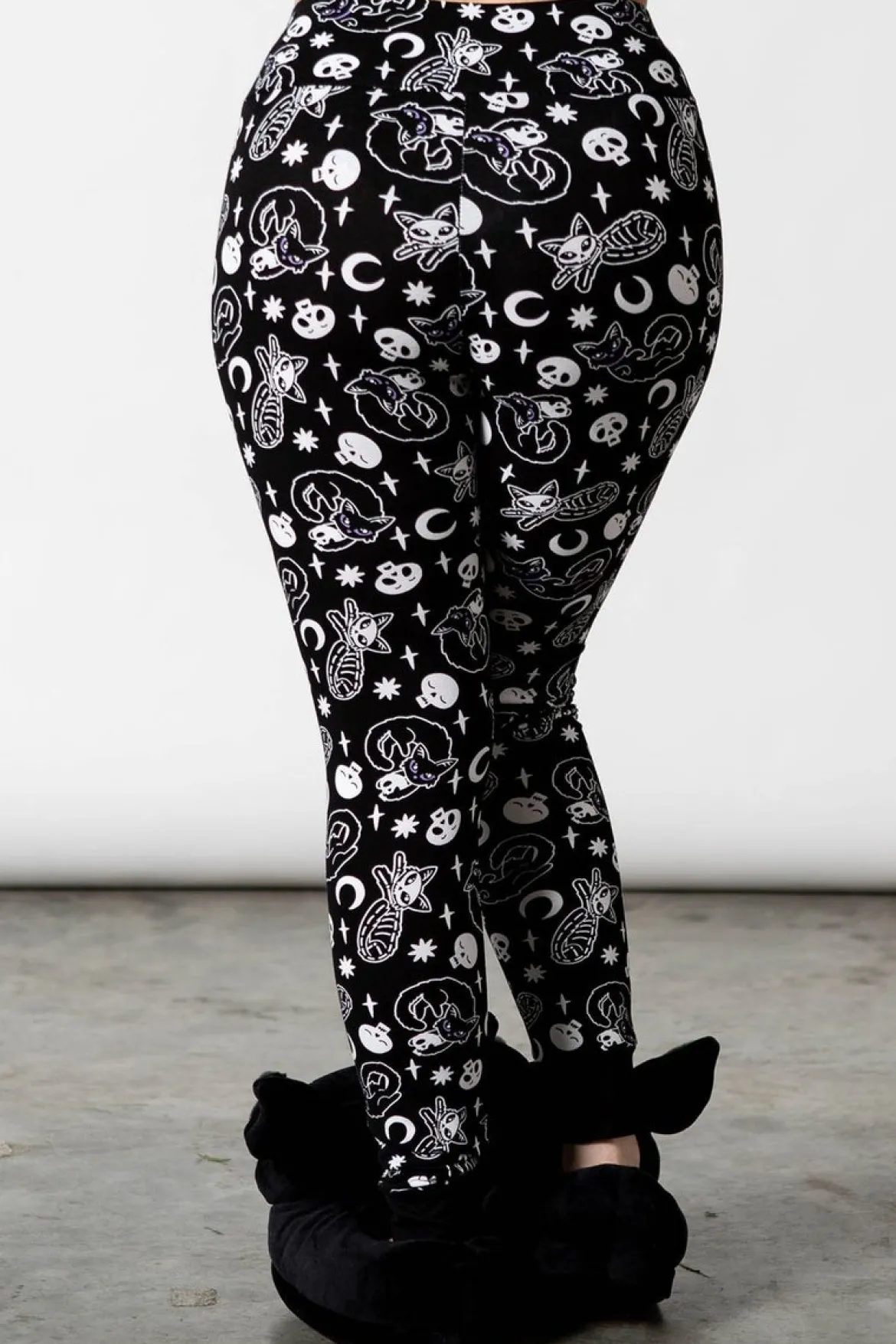 Killstar Purr Off - Leggingsit, mustat