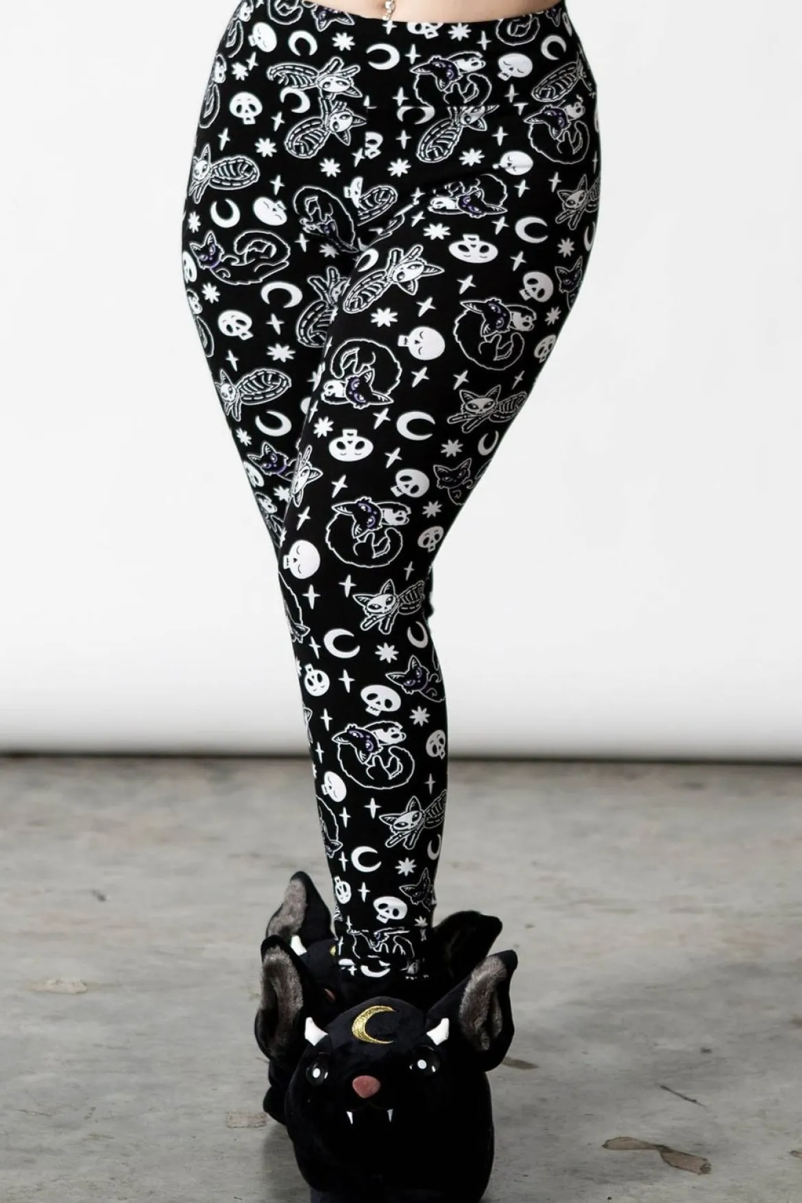 Killstar Purr Off - Leggingsit, mustat