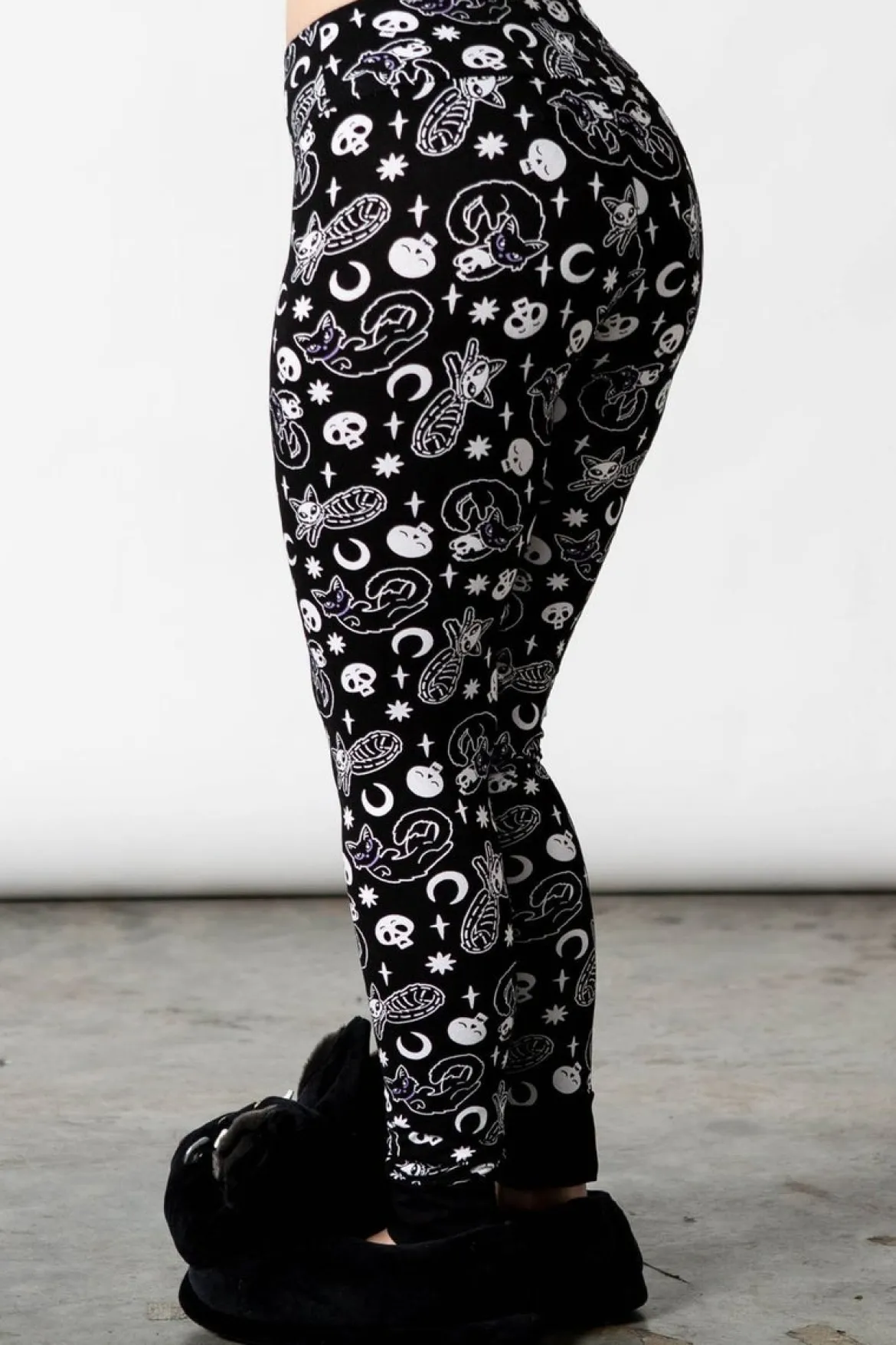 Killstar Purr Off - Leggingsit, mustat