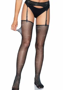 Leg Avenue Rhinestone - Sukat ja sukkanauhavyö setti