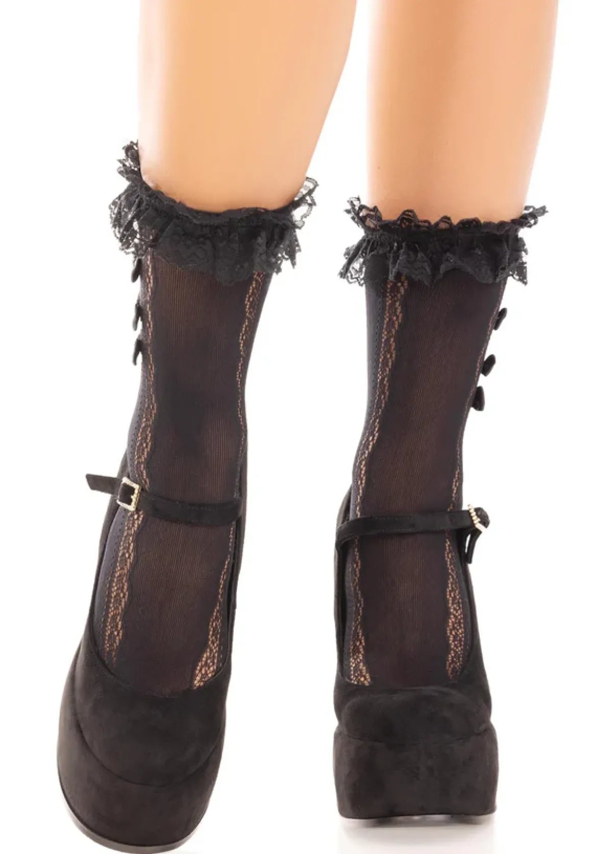 Leg Avenue Ruffle and bow - Nilkkasukat, musta