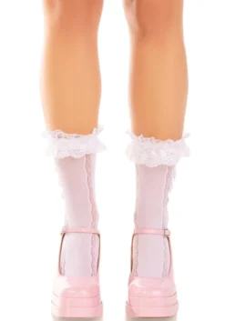 Leg Avenue Ruffle and bow - Nilkkasukat, valkoinen