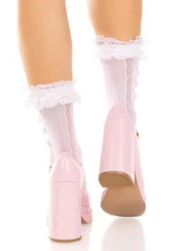 Leg Avenue Ruffle and bow - Nilkkasukat, valkoinen