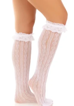 Leg Avenue Sweetheart knit - Polvisukat, valkoinen