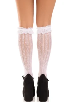 Leg Avenue Sweetheart knit - Polvisukat, valkoinen