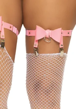 Leg Avenue Vegan Leather Bow - Sukkanauhat, pink