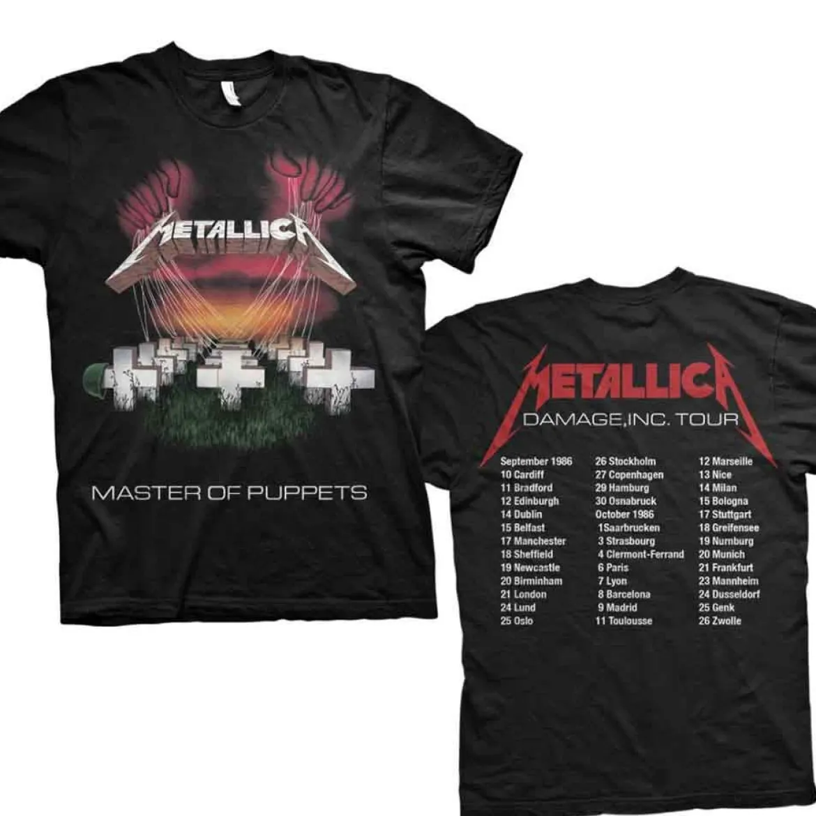 Metallica Master of Puppets European Tour '86 - T-paita