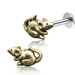 Mouse - Labret lävistyskoru, messinki