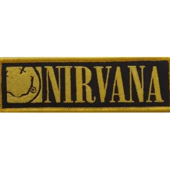 Nirvana: Logo &happy face bordered - Kangasmerkki
