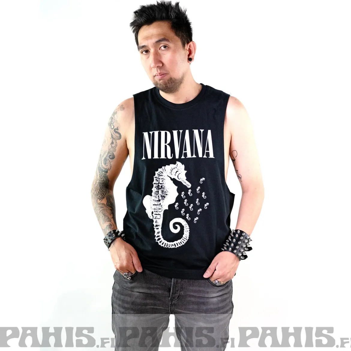 Nirvana: Seahorse & Logo mono - Hihaton paita