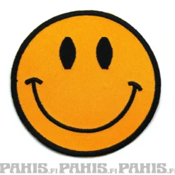 Oranssihappy face- kangasmerkki