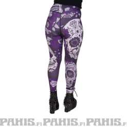 Pahis Sugar Skull - High waist legginsit, violetti