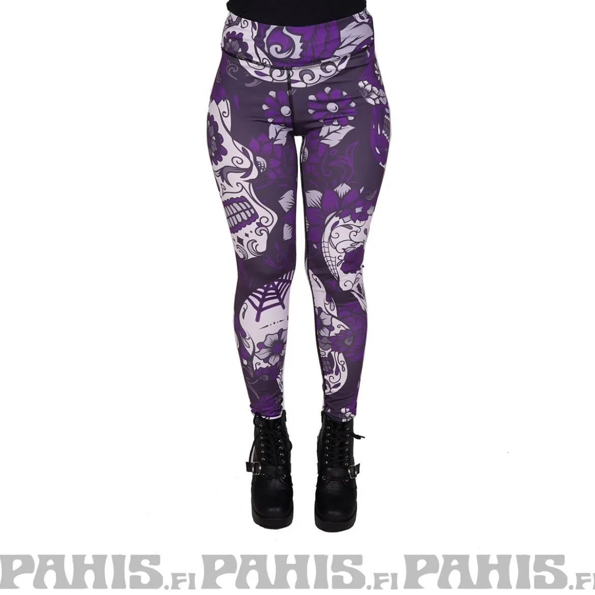 Pahis Sugar Skull - High waist legginsit, violetti