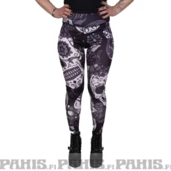 Pahis Sugar Skull - High waist leggingsit, harmaa