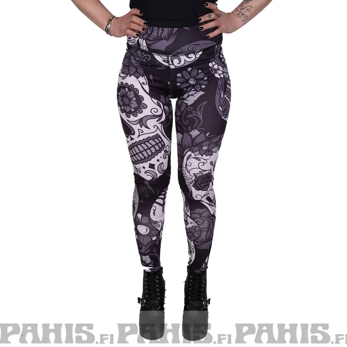 Pahis Sugar Skull - High waist leggingsit, harmaa