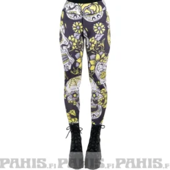 Pahis Sugar skull - high waist leggingsit, keltainen
