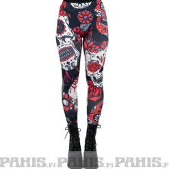 Pahis Sugar skull - leggingsit, punainen