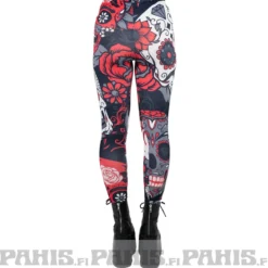 Pahis Sugar skull - leggingsit, punainen