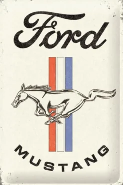 Peltikyltti 20x30cm - Ford Mustang Horse & Stripes Logo