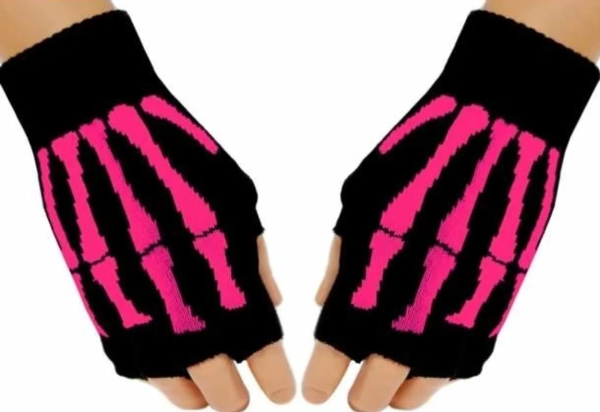 Pink skeleton hand - Kynsikkäät