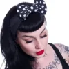 Rockabella Jolene - hiuspanta, musta-valkoinen polkadot
