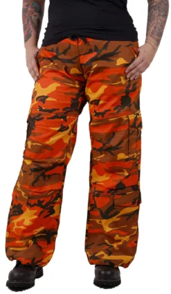Rothco Paratrooper Colored Camo - Naisten reisitaskuhousut, savage orange