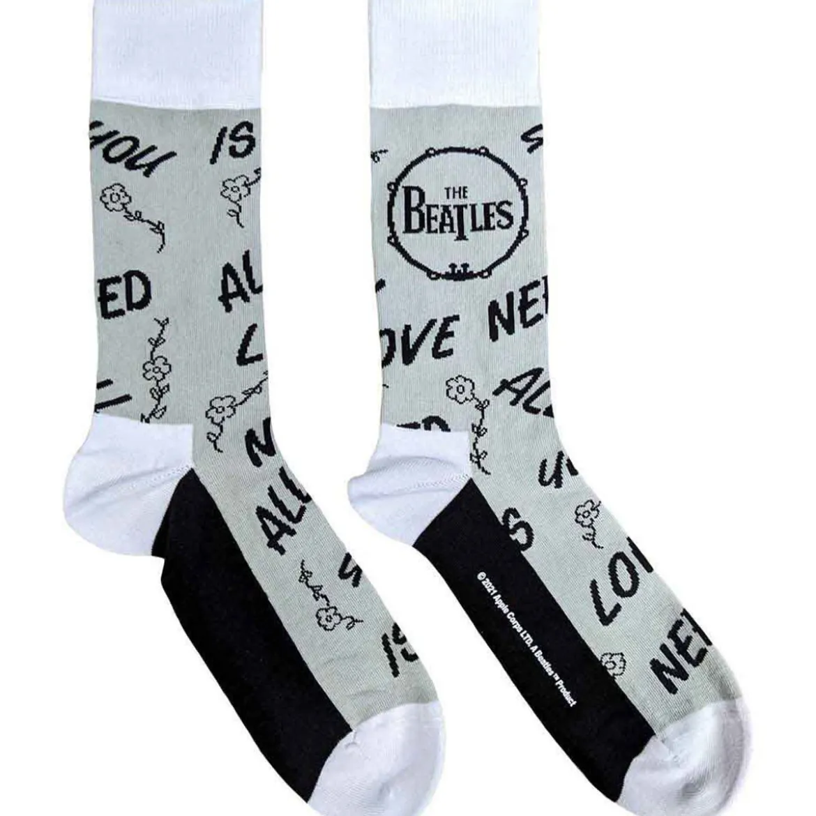The Beatles Socks: AYNIL & Drum (Grey) - Sukat